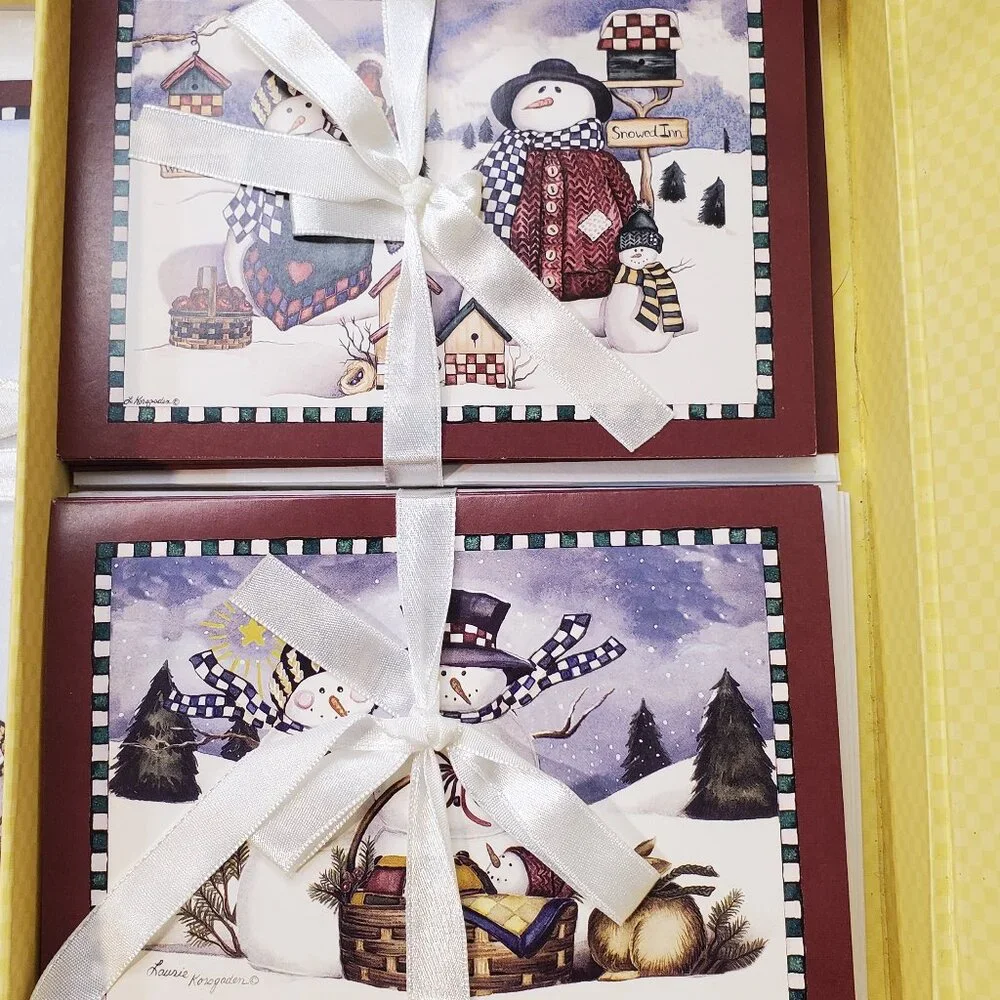 NWT New Seasons Snowman Cards & Stationery Box Set By Laurie Korsgaden